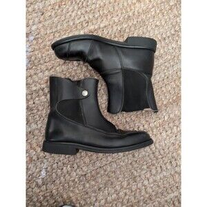 Black BMW  Leather Steel Toe Motorcycle Boots Mens  44EU 10-10.5 US Protective